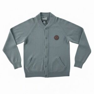 Us Versus Them Men’s Cardigan Sweater In Olive Gray Size Large EUC!